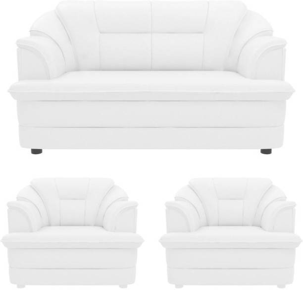 Sekar Lifestyle Leatherette 2 + 1 + 1 White Sofa Set