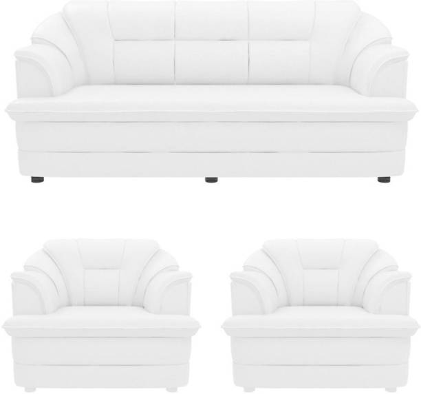 Sekar Lifestyle Leatherette 3 + 1 + 1 White Sofa Set