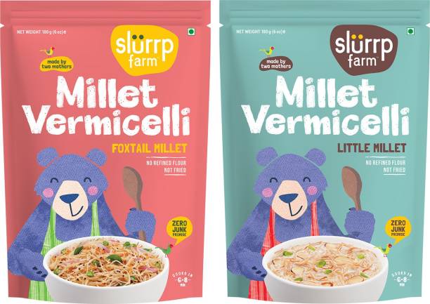 Slurrp Farm Millet , Semiya – No Maida, No White Rice, Foxtail Millet and Little Millet  180g each Vermicelli 360 g