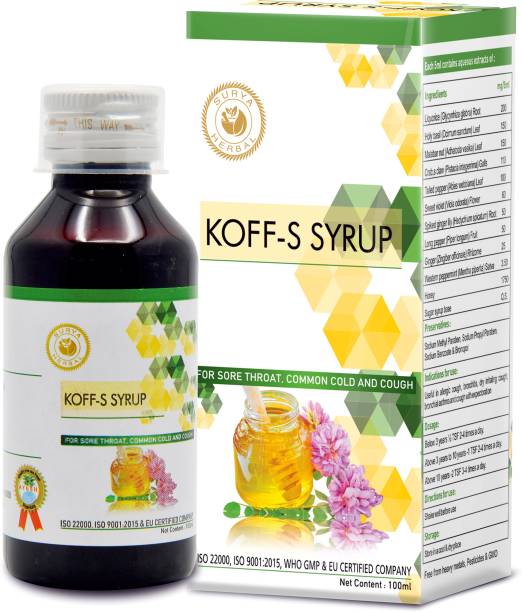 HerbRoot Ayurvedic Koff-S Syrup (100 ml) for Sore Throat, Common Cold & Cough (Pack of 4)