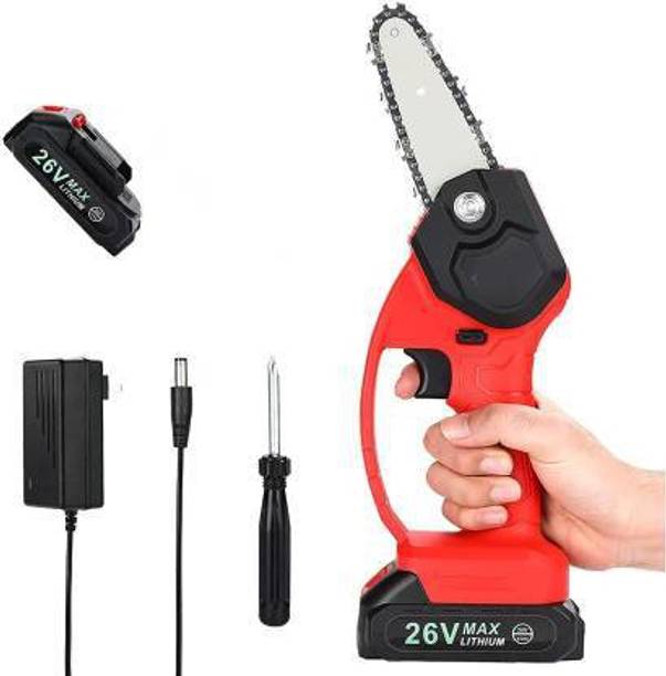 HUEX Mini Chainsaw ,4-Inch Handheld Portable Pruning Chainsaw Small Wood Splitting One-Handed Pruning Tool Power Tree Branch Wood Cutting One-Hand Handheld Pruning Chain Saw for Tree Trimming and Branch Wood Cutter Cordless Chainsaw Cordless Chainsaw