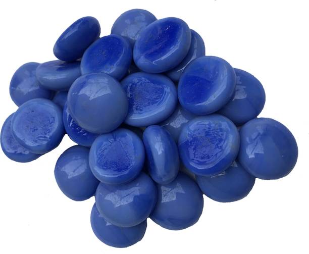 Nitishree Premium Quality Glossy Blue color Glass Pebbles Decoration and Decorative stone for Home Garden Aquarium Outdoor Plants Pots Garden, Fish Tank Aquarium, Table, Vase Fillers Table Decor Fountain – 1 kg Regular Round Crystal Pebbles