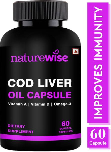 Naturewise COD Liver Oil Capsules to Improve Immunity , With Natural Omega 3, Vitamin A & D