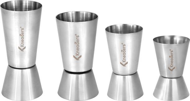 Kneaders Double Sided Peg Measure Jigger (15-30 ml 20-40 ml 25-50 ml 30-60 ml) - Set of 4 - Piece Bar Set