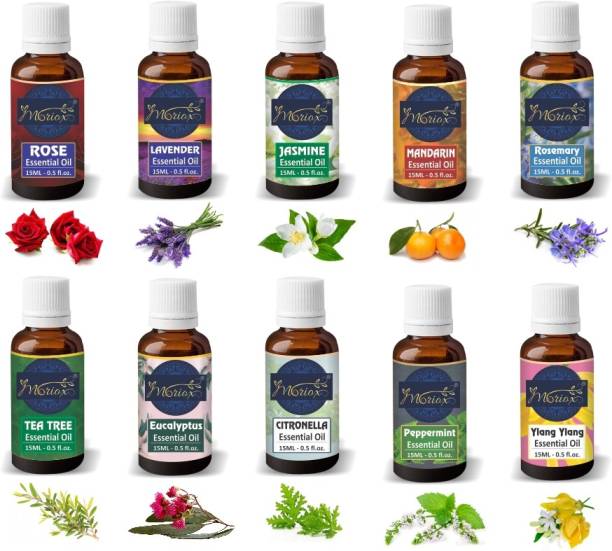 MORIOX Rose,Lavender,Jasmine,Mandarin,Rosemary,Tea Tree,Eucalyptus,Citronella,Peppermint,Ylang Ylang Essential Oil