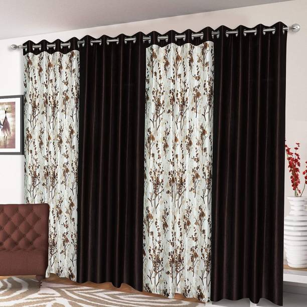 Parda Sansar 213 cm (7 ft) Polyester Semi Transparent Door Curtain (Pack Of 4)
