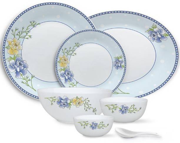 BOROSIL Pack of 27 Opalware Kohinoor Blue Sapphire Dinner Set