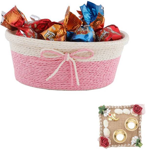 SurpriseForU Truffle Chocolate Gift Hamper With Basket | Diwali Chocolate Gift With Pooja Thali | Diwali Chocolate With Kankavati | Diwali Chocolate | Diwali Gift Combo