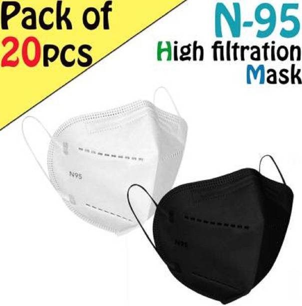 Wellstar M-COMBO-BK-WH 100% Certified N95 5 Layer Anti Pollution, Anti- Bacterial, Anti--Virus, Reusable, Washable, foldable respiratory face mask with Adjustable Nose Clip And Stretchable Strap for men & women (Black, White, Free Size, Pack of 20) NM-COMBO-BK-WH 100% Certified N95 5 Layer Anti Pollution, Anti- Bacterial, Anti--Virus, Reusable, Washable, foldable respiratory face mask with Adjustable Nose Clip And Stretchable Strap for men & women (Black, White, Free Size, Pack of 20) Non-Washable, Water Resistant