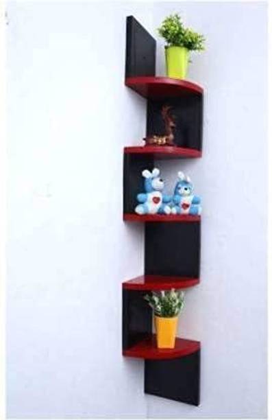 woodinzo Zig Zag MDF Wooden Shelf | Wall Mount | Zig zag Shape| Wall Shelf for Living Wooden, MDF (Medium Density Fiber) Wall Shelf