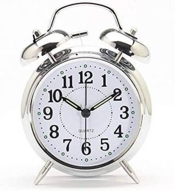 Aaradhya Enterprise Analog Silver twin bell Alaram Clock Clock
