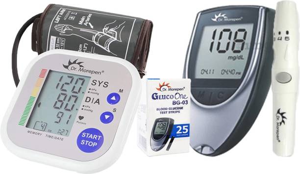 Dr. Morepen Healthcare Combo Of Dr Morepen Bp 02 Machine , Glucometer And 25 Strips Pack Bp Monitor