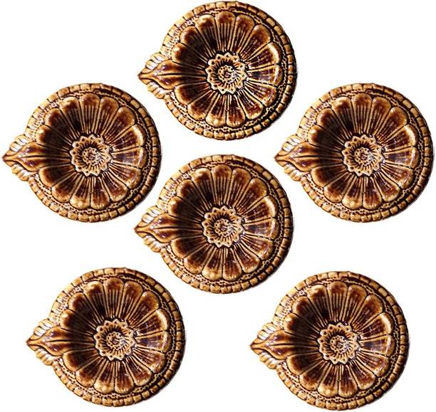RESHAMM LIFE CARE Diwali dipawali festival relegions puja pooja Ceramic (Pack of 6) Table Diya Set