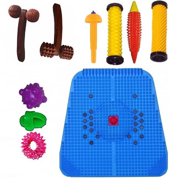 Acs combom01 MULTICOLOR Acupressure Sharp Energy Foot Mat with Reflexology Magnetic Pyramidal Therapy for Stress and Pain Relief Combo Products ACU-1-MULTICOLOR Massager (Multicolor) Massager