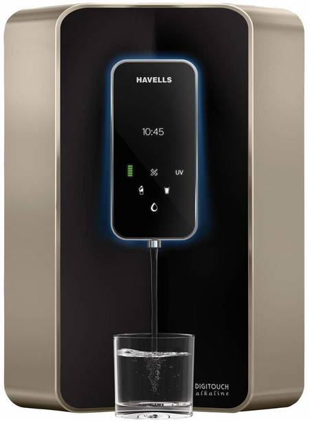 HAVELLS Digitouch Alkaline 6 L RO + UV + UF + TDS Water Purifier 8 Stages, Smart touch dispensing, Double UV Purification and Patented Alkaline water technology