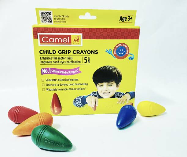 Camlin Camel Child Grip Crayon Set - Multicolor (Set of 5)