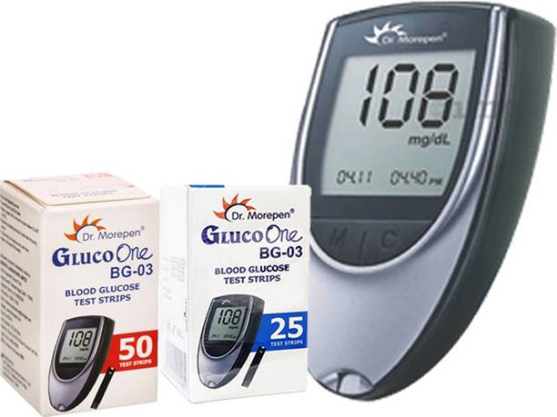 Dr. Morepen Healthcare Combo Pack Of Dr Morepen Glucometer , 25 And 50 Strips Only Glucometer