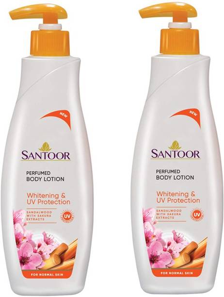 Santoor Perfumed Body Lotion for Whitening & UV Protection with Sandalwood & Sakura Extracts, 250ml Pack of 2