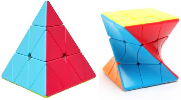 Authfort 3 X 3 Twist Speed cube and Pyraminx Pyramid Triangle High Speed Stickerless Cube combo pack of 2
