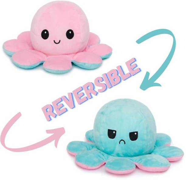 dikang Reversible Octopus Plush Stuffed Animal Soft Toy for Kids | Super Soft Octopus Plush Toy for Boys and Girls | Octopus Plushie Reversible (Octopus (Pink / Sky Blue), 12 cm)  - 12 cm