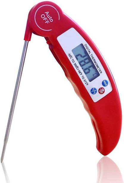 SYGA Meat Thermometer, Digital Cooking Thermometer, Food Thermometer with High Accuracy, Instant Read Foldable Probe Thermometer for Kitchen Cooking, BBQ, Milk, Christmas - Red Baby Thermometer