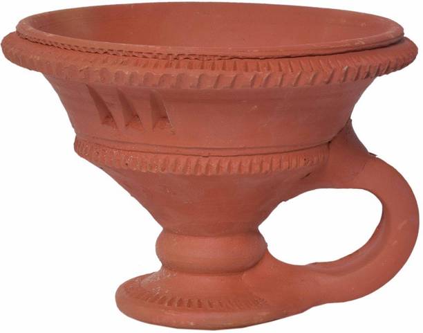 Onlinch DHOP DIYA WITH HANDLE Terracotta Table Diya