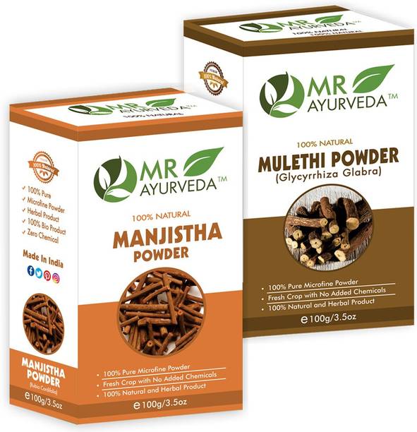 MR Ayurveda 100% Pure Manjistha Powder & Mulethi Powder - Set of 2