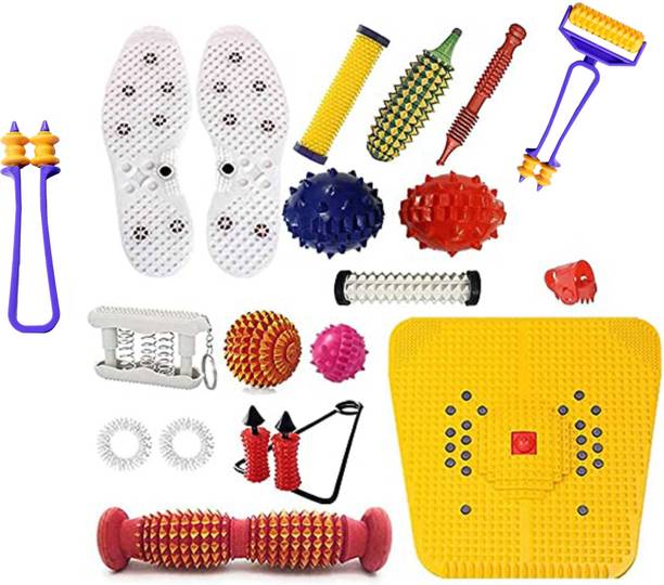 netclub 2000 216-1AS Acupressure Massager Tools Kit Combo With Finger Massager & Foot Roller Foot Mat Pyramidal Cuts Massager home gym fitness kit Mini roller finger shoe shole for Stress and Pain Relief (Natural Care) Massager