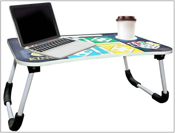 Floresta Wud LUDO KING Design Folding Multi Use Table With Tablet & Cup Holder || Wood Portable Laptop Table