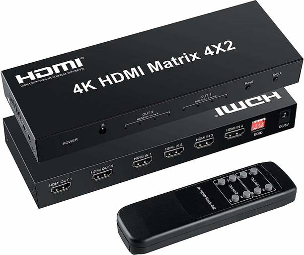 DHRUV-PRO 4K Ultra HD HDMI Matrix Switch with Optical&L/R Audio Output,HDR(HDMI-1.4-4X2) Media Streaming Device