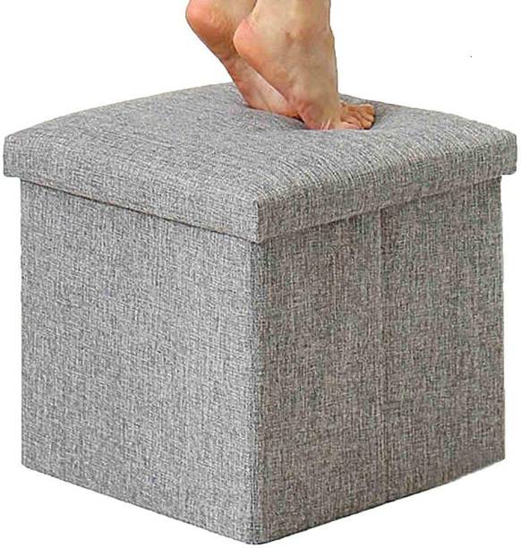 ANJANIPUTRA ENTERPRISE Foldable Storage Ottoman Footrest Toy Box Coffee Table Stool Cum Sitting Stool Basket Cubes Organizer Containers with Lid Living & Bedroom Stool