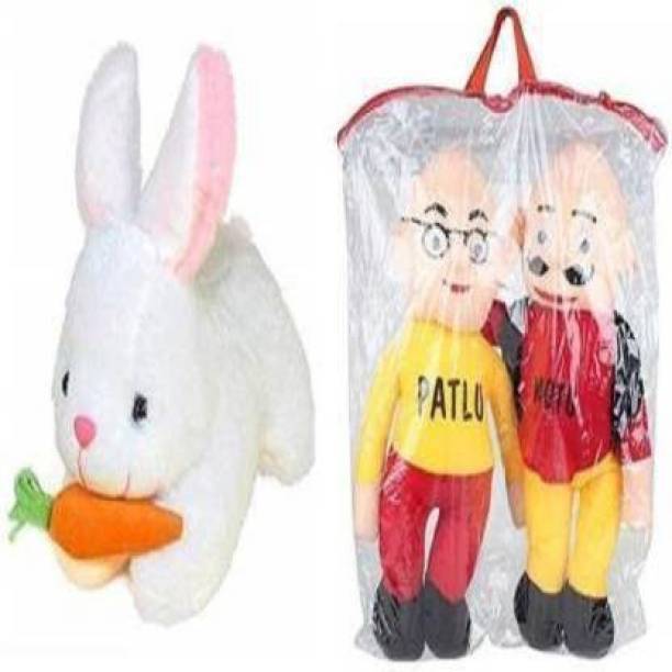 KPN Combo of very Stylish Plush and Adorable Motu Patlu And Rabbit Combo Of 2 For Kids, Gift & Decoration (Teddy Bear) - 30 cm  - 30 cm