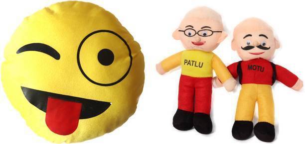 KPN Combo of very Stylish Plush and Adorable Motu Patlu And Smiley Combo Of 2 For Kids, Gift & Decoration (Teddy Bear) - 30 cm  - 30 cm