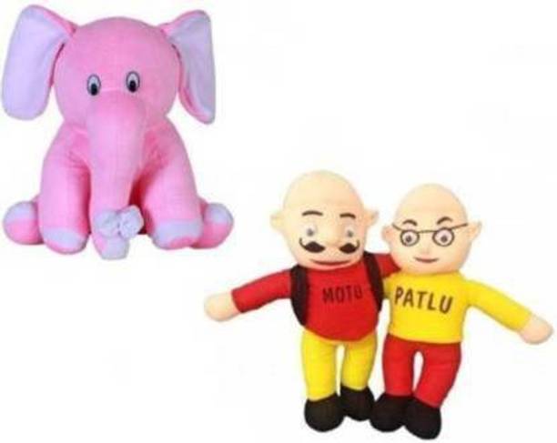KPN Combo of very Stylish Plush and Adorable Motu Patlu And Sitting Elepahnt Combo Of 2 For Kids, Gift & Decoration (Teddy Bear) - 30 cm  - 30 cm