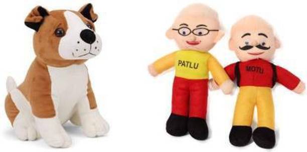 KPN Combo of very Stylish Plush and Adorable Motu Patlu And Bull Dog Combo Of 2 For Kids, Gift & Decoration (Teddy Bear) - 30 cm  - 30 cm