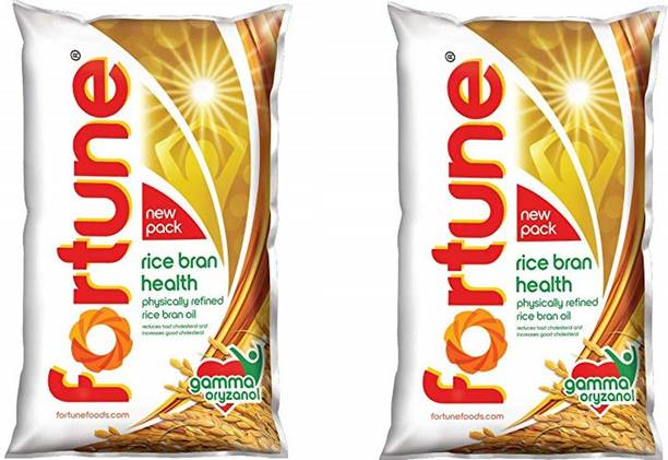FORTUNE RICE BRAN OIL POUCH 2000ML PACK OF 2 Rice Bran Oil