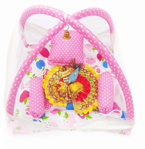 KAMAL CHILD CARE Laddu Gopal Bed 0 to 6 No. Laddu Gopal Ji Jhula, Singhasan, Thakur ji Bed Jhula