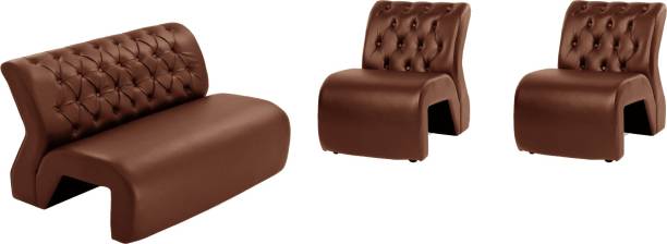 Amey Leatherette 3 + 1 + 1 Brown Sofa Set