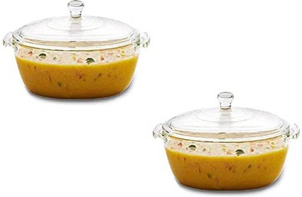 Craftminds Glass Mixing Bowl Microwave Oven Safe Serving Glass Bowl Set with Glass Lid
