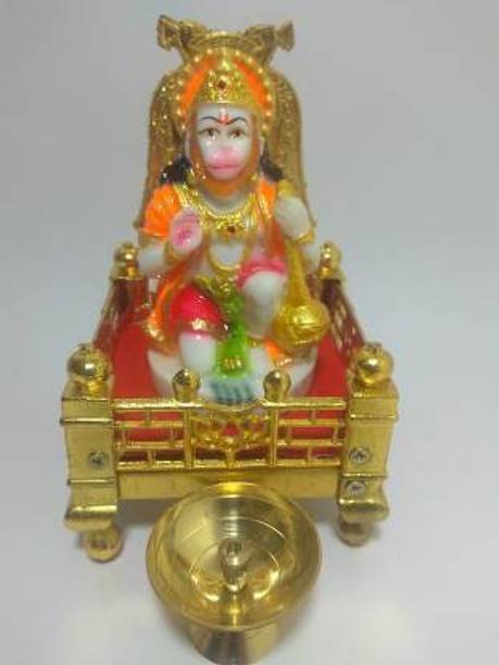 gandak lord hanuman SINGHASAN with diya gold home,office,shop Metal Home Temple