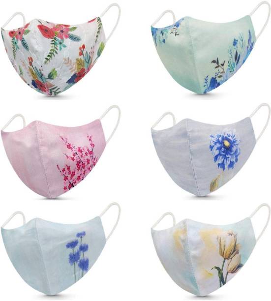 Antique Buyer PURE COTTON MASK 3D DIGITAL PRINTED FLOWER DESIGN ADJUSTABLE WASHABLE MASK FOR WOMEN, COTTON MASK FOR WOMEN, FLOWER DESIGN SAFETY FACE MASK FOR LADIES, REUSABLE MULTI COLOR ANTI- POLLUTION FACE MASK FOR ALL LADIES, 6 FACE MASK 3D DESIGN FLOWER PRINT MASK FOR WOMEN Reusable, Washable Cloth Mask Cloth Mask (Free Size, Pack of 6) Echo Mask ( Pack of 6 ) Reusable, Washable Cloth Mask With Melt Blown Fabric Layer