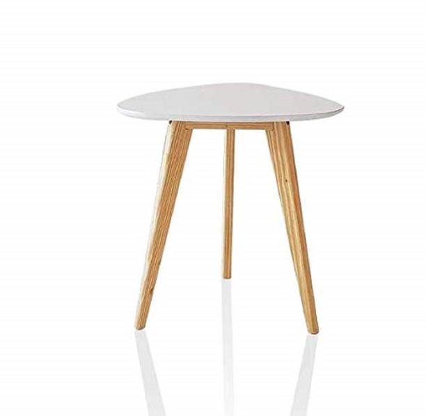 DecorNation Wood Tripod End Table Stool Side Table Corner Table Sofa Side Table (White - Natural Wood) Engineered Wood Side Table