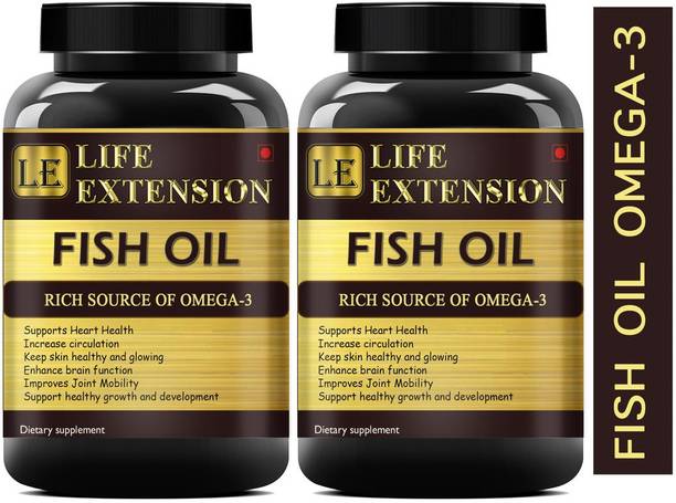 Life Extension Fish Oil 1000mg supplements, Supports Heart, Brain, Joints & Skin