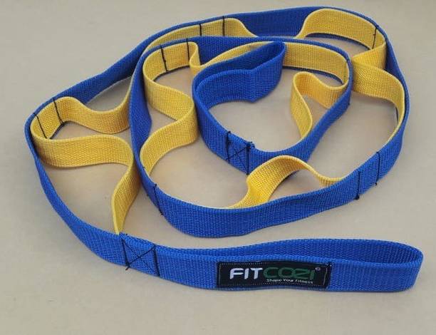 Fitcozi 10 Loop Design Yoga Belt for Stretching Exercises Polyester Yoga Strap