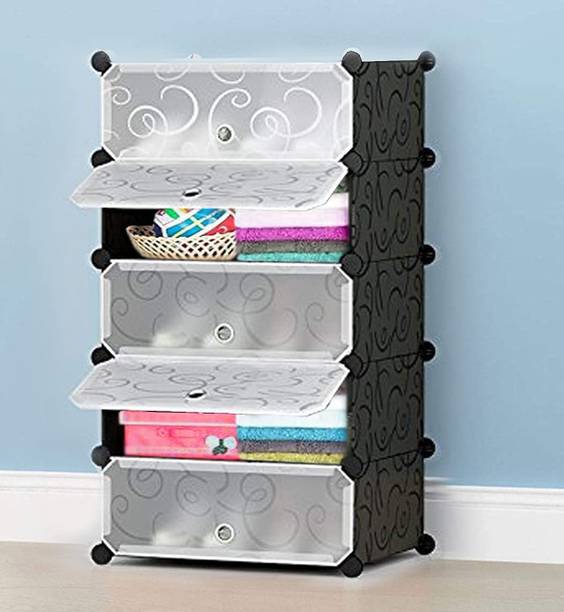 Hemovia 5 Door 5 Shelf Plastic Metal Plastic PP Collapsible Wardrobe