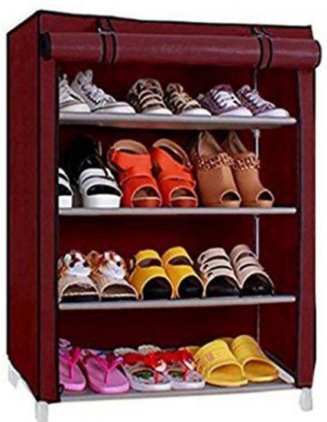 POOWEREST 4 SHELVE SHOE RACK SMALL S-4 Carbon Steel Collapsible Wardrobe