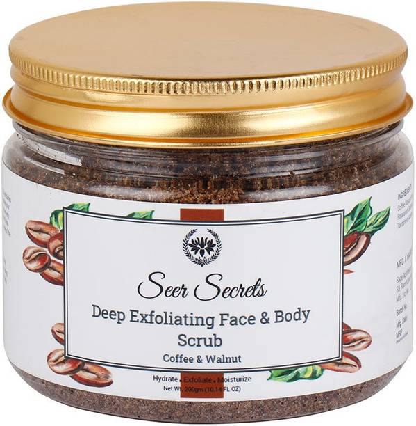 Seer Secrets Coffee & Walnut Scrub for Face & Body | Deep Exfoliating, Hydrating & Moisturising Scrub