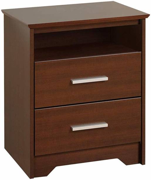 UNITEK FURNITURE Solid Sheesham Wood Bedside Table Wooden Bed Side End Tables Night Stand with 2 Drawes & Shelf for Home Living Room Bedroom - Mahogany Finish Solid Wood Bedside Table