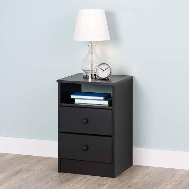 UNITEK FURNITURE Sheesham Wood Night Stand Bedside End Table with 2 Drawers Furniture for Bedroom (Black Finish) Solid Wood End Table