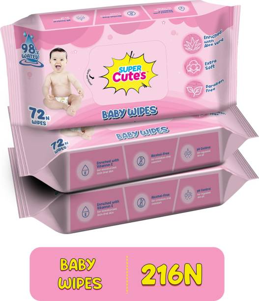Super Cute's Premium Soft Cleansing Baby Wipes with Aloe Vera and Paraben Free